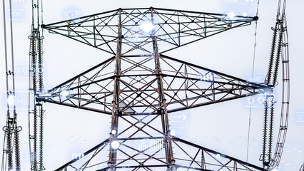 Industrial IoT scene with power grid tower