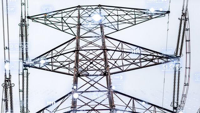 Industrial IoT scene with power grid tower