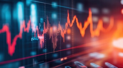 Business financial crisis illustrated with falling revenue charts on blurred background 
