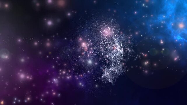 Abstract  futuristic energy sorm nebula background created using Particular 4K video. Ideal for technology intros, sci-fi visuals, motion graphics overlays, and digital music visuals. 