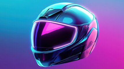 Fototapeta premium Sleek and Futuristic Motorcycle Helmet with Neon Accents and Modern Design Highlights
