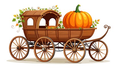 Fototapeta premium Wooden carriage with pumpkin