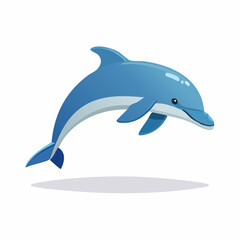 Obraz premium Cartoon dolphin illustration with detailed shading and vibrant blue color scheme design