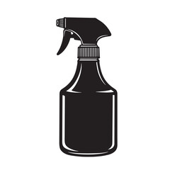 Black and white illustration of a classic trigger spray bottle vintage art design