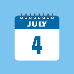 july 4 calendar icon Vector page month design