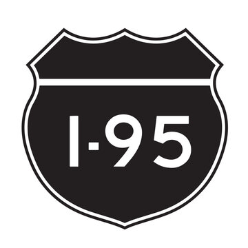Classic interstate 95 highway sign in black and white simple vintage art