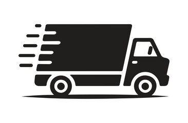 Fast moving shipping delivery truck icon. Fast delivery sign