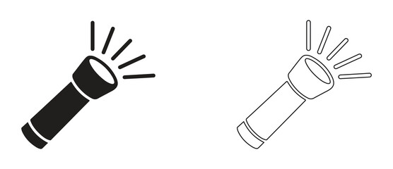 Flashlight icon flat and line art style vector
