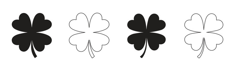 Four leaf clovers icon flat and line art style vector illustration