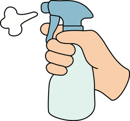  Hand Holding Spray Bottle Flat Vector