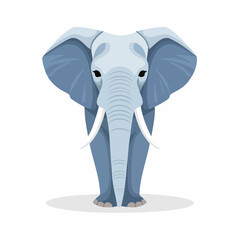 Obraz premium Detailed Cartoon Illustration of a Majestic Elephant with Long Tusks on a White Background