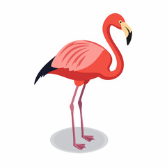 Fototapeta premium Cartoon Flamingo Illustration Standing Tall with Vibrant Pink Plumage and Distinctive Beak