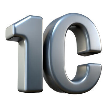 3D Metallic Number 10/1C on Gray Background