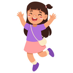 happy little girl jumping