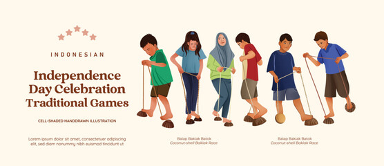 Isolated bakiak batok indonesian independence day culture illustration