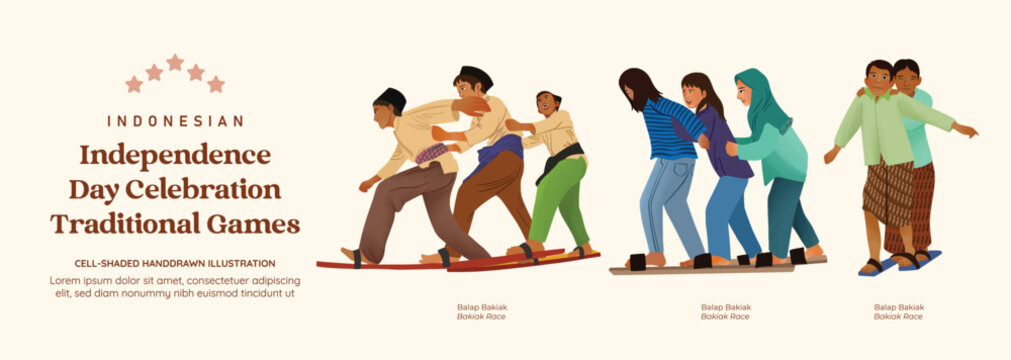 Isolated bakiak race indonesian independence day culture illustration