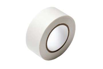 White textured adhesive tape roll with brown cardboard core isolated on a transparent background image