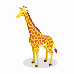 Obraz premium Cartoon Giraffe Standing Tall with Yellow and Orange Patches on a White Background