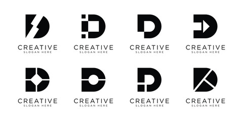 set of initials D logo vector design template
