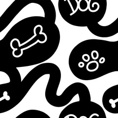 Dog Bones in abstract style pattern. Packaging paper design, pet food accessories package.