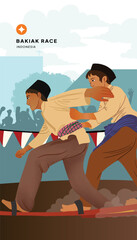 Indonesian Independence day traditional game Bakiak Race Flat Design Illustration