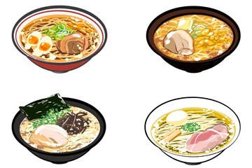 ラーメンの美味しそうなイラストセット