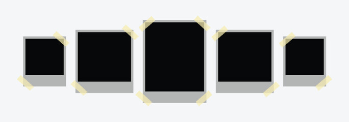 Set of Realistic White Photo Frames with Shadows – Polaroid Style Vector Mockup Collection for Collage and Social Media.