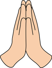  Hands in Praying Gesture Flat Vector