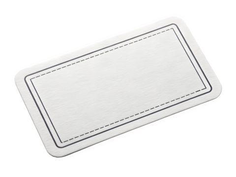 Blank white rectangular tag with a decorative border on a black background - Powered by Adobe