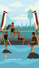 Fototapeta premium Pillow Fight or perang bantal indonesian culture Layout Idea