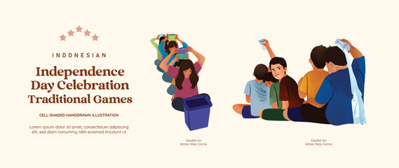 Isolated indonesia independence day traditional game culture illustration