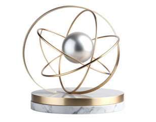 Minimal Abstract Ring and Dot Structure on Marble, Evoking Messaging and Signal Icons