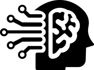 AI microchip technology icon Computer chip icon in glyph style Modern ai brain chip icon silhouette design representing artificial intelligence technology Futuristic technology icons: quantum chip, 