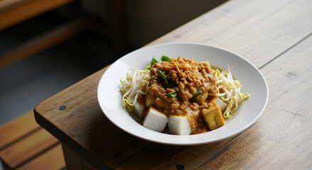Tahu Guling Indonesian Street Food with Tofu and Peanut Sauce
