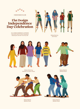 Isolated flat design indonesian traditional game culture