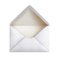Anticipatory open white paper envelope for mail message or letter