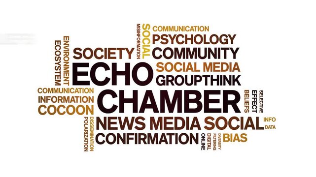 Echo Chamber animated word cloud-text design animation tag kinetic typography seamless loop.