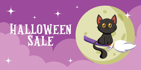 Halloween Sale Banner Template , Perfect for spooky discounts and seasonal promotions. Ideal for online shops and social media ads.