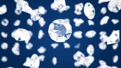 Computer-generated animation of white diamonds forming and shimmering against a smooth blue background. Elegant, subtle motion perfect for desktop screensavers, text overlays, or professional corporat - Powered by Adobe