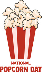Popcorn day celebration banner, January 19, white and red striped