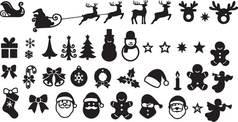 Christmas Vector Icon Set, Vector Set with Tree, Gift, Snowflake, and Holiday Elements.