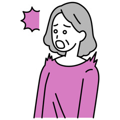 驚く年配の女性