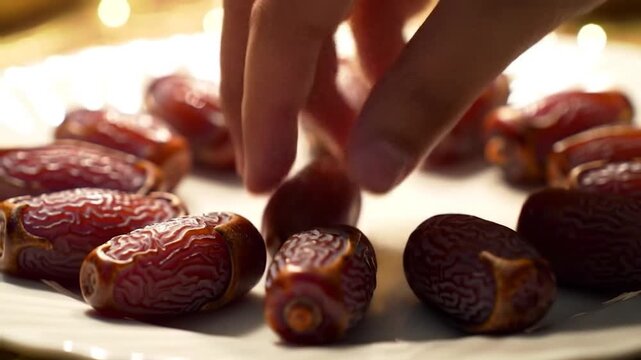 Plate of dates being selected