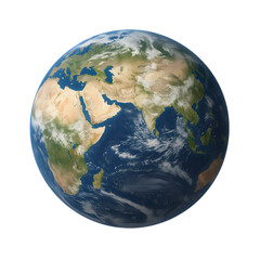 Fototapeta premium A stunning view of Earth showcasing Asia Africa Europe and surrounding oceans from space showing continents and cloud formations