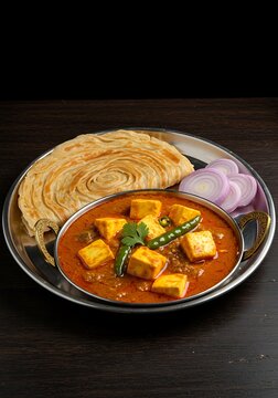 Spicy Paneer Curry with Kerala Parotta
