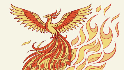 Obraz premium Phoenix bird rising from flames illustration mythical firebird rebirth concept art vector graphic design art