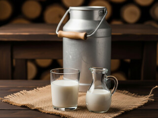 Fresh milk from a metal can reminds us of traditional ways of storing and transporting cow’s milk.