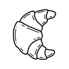 Fresh Croissant Outline Vector, French Pastry and Bakery Treat