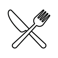 Crossed Knife and Fork Outline Icon, Restaurant and Dining Symbol