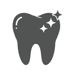 Sparkling Healthy Tooth Vector Icon, Dental Care and Oral Hygiene Symbol